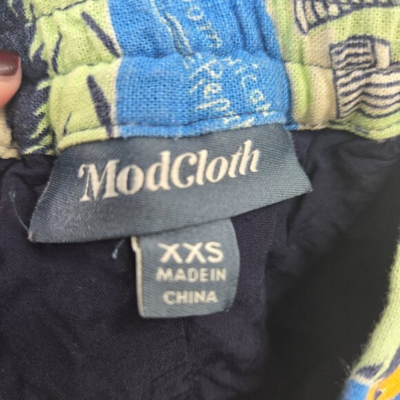 Modcloth Navy Just This Sway Travel Linen Blend Side Zipper Lined Skirt XXS - Picture 6 of 9